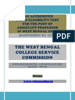 WB SET Notification for Assistant Professor Eligibility Test