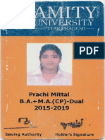 Prachi Mittal's BA+MA Dual Degree 2015-2019