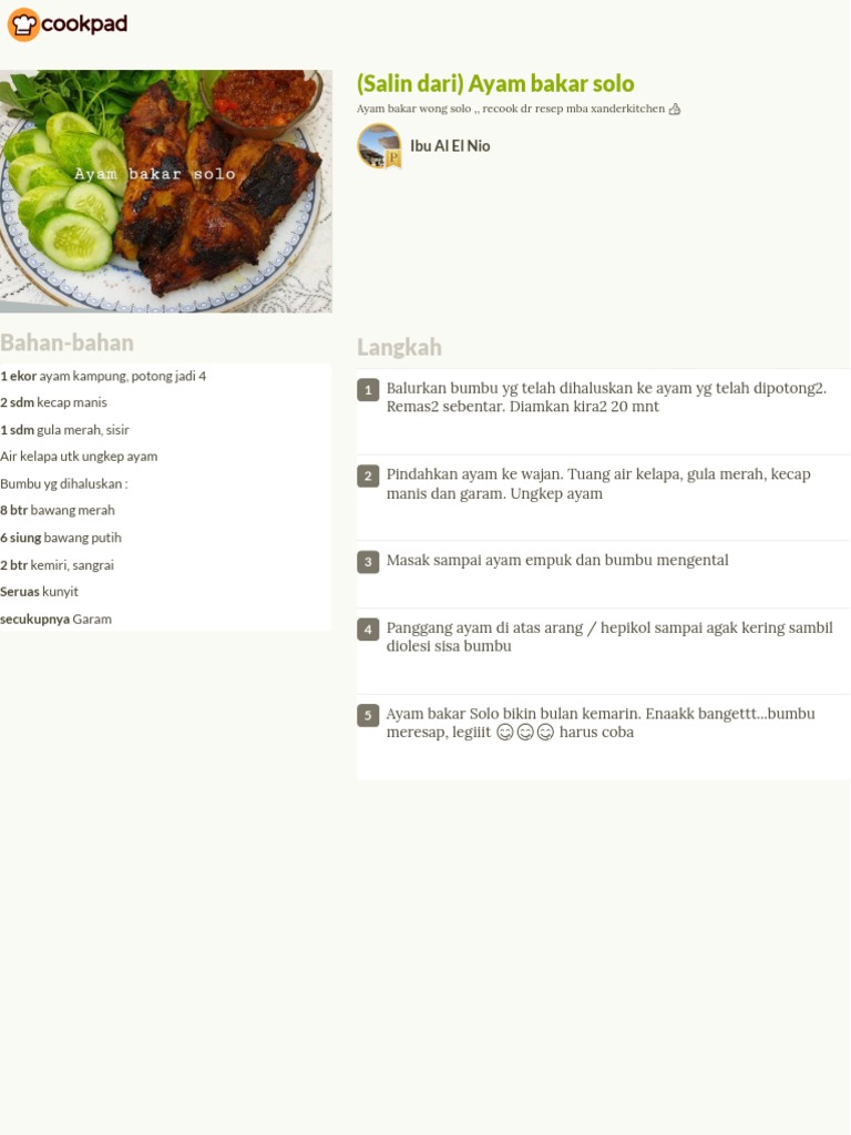 Resep Ayam Bakar Madu Wong Solo - Surasmi J Resep Ayam Bakar Madu Wong Solo - Surasmi J