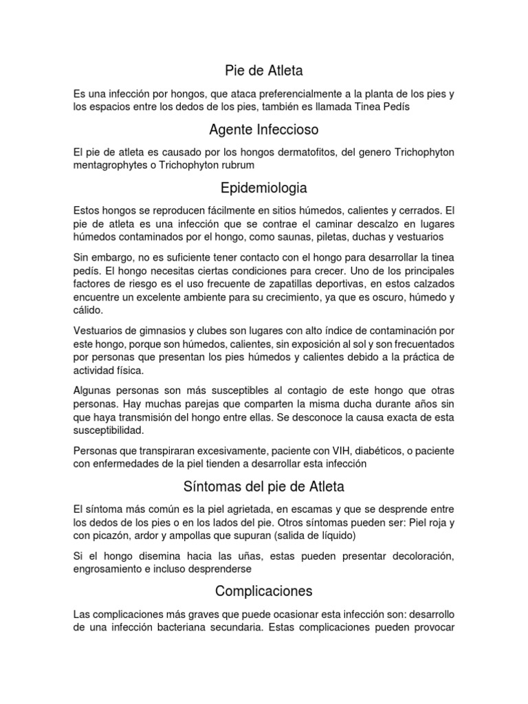 Pie de Atleta PDF Especialidades Medicas Enfermedades y trastornos