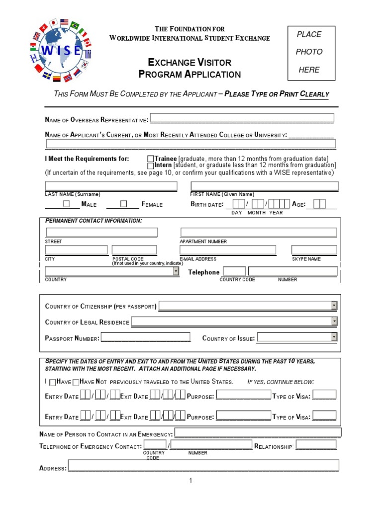 International Student Exchange Application Form | PDF | Wellness | Medical