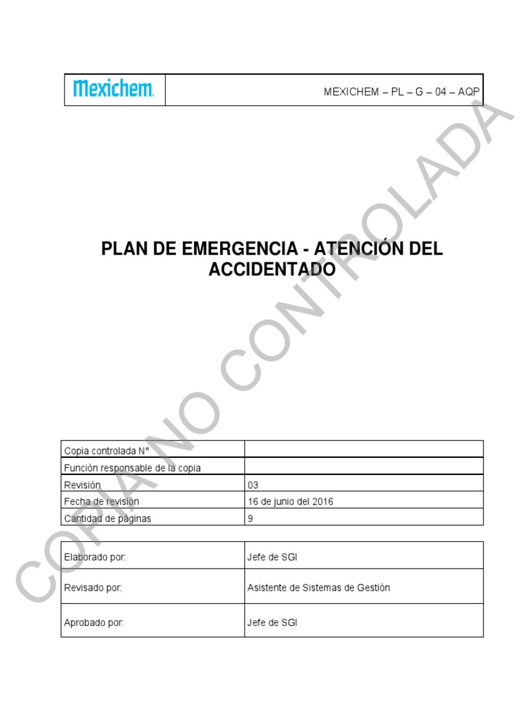Plan de Emergencia para Accidentados | PDF | Primeros auxilios | Hospital