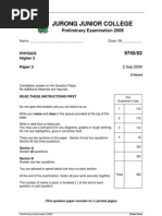 Jurong Junior College: Preliminary Examination 2009