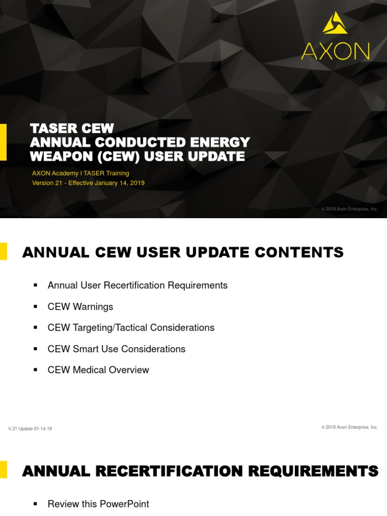 Annual CEW User Update 2019 V21 | PDF | Taser | Remand (Detention)