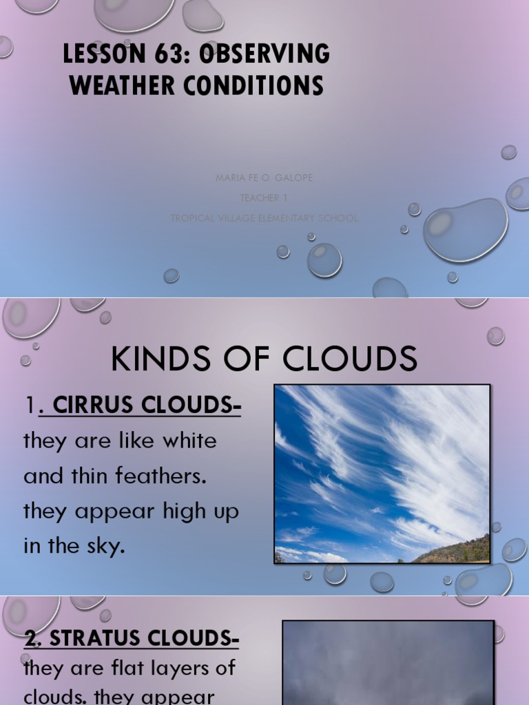 Wlesson 63 Kinds Of Clouds Workbook Pdf Cloud Sky