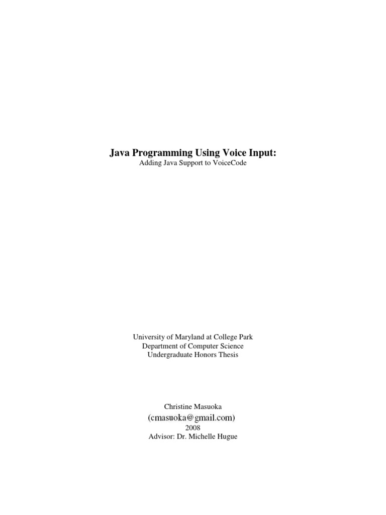 Java Programming Using Voice Input:: Adding Java Support To Voicecode ...