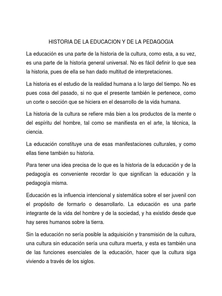 Historia de La Educacion y de La Pedagogia | PDF | Ciencias sociales ...