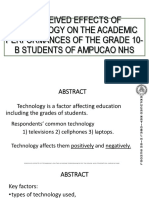 Perceived Effects of Technology On The Academic Performances