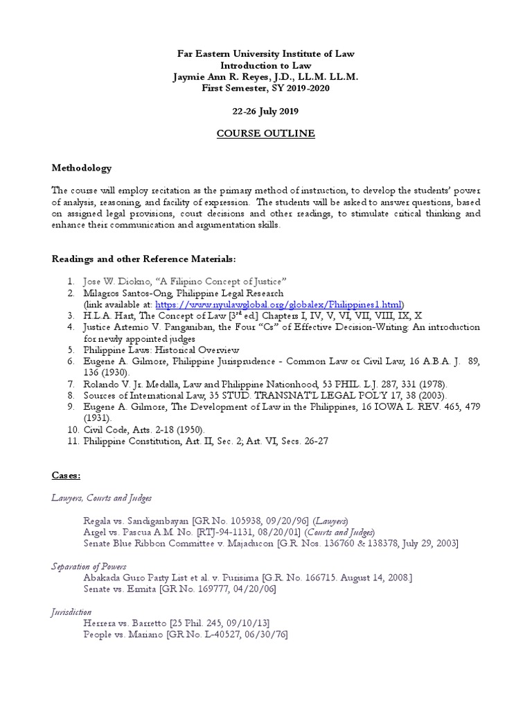 Intro To Law Syllabus Law Pdf Public Sphere Justice