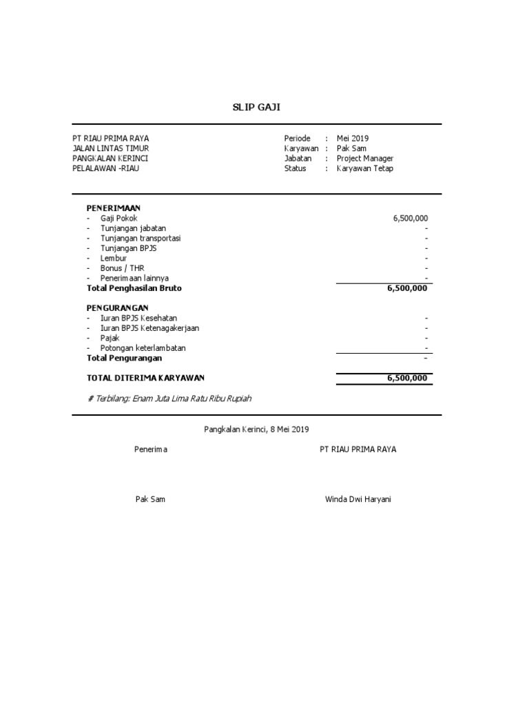 PAK SAM Slip Gaji Karyawan  PDF