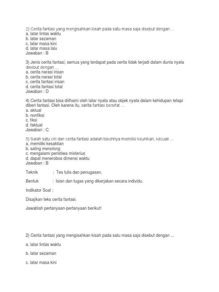 Kumpulan Soal Fantasi Pdf