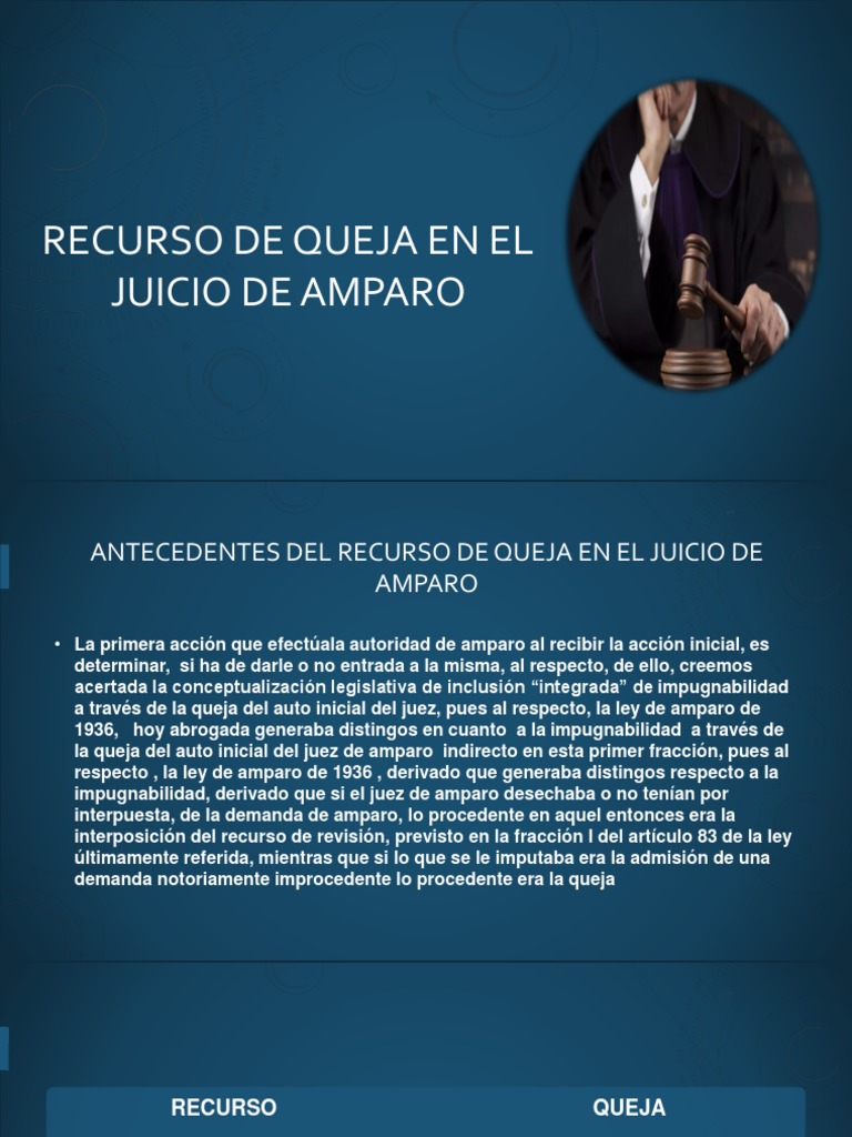 Recurso De Queja En El Juicio De Amparo | Juez | Sentencia (ley)