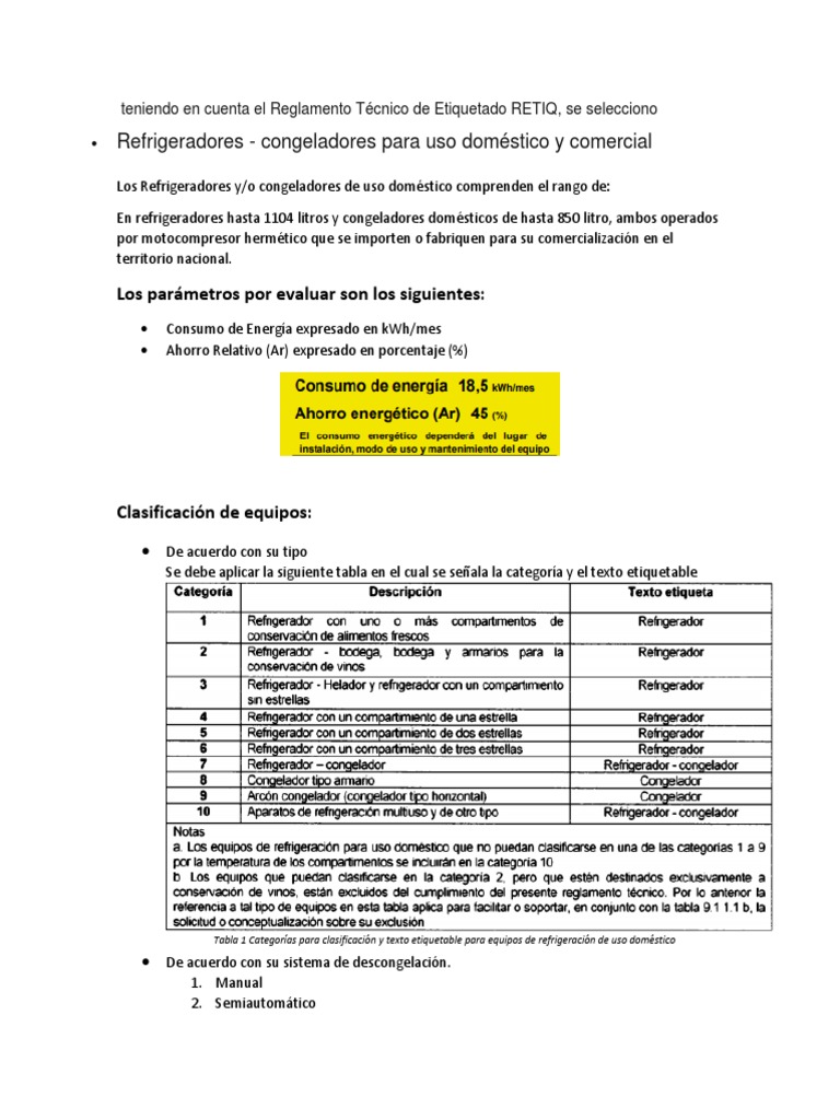 Etiquetado Eficiente de Refrigeradores RETIQ | PDF | Refrigerador ...