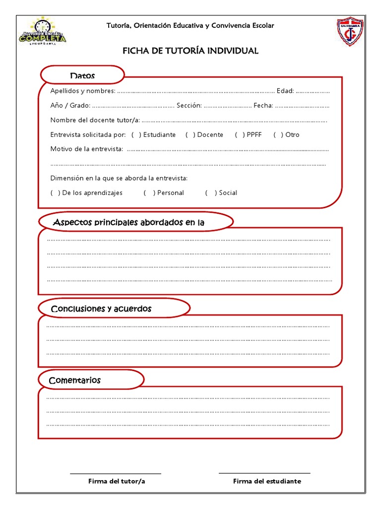 Ficha de Tutoría Individual Secundaria | PDF | Crecimiento personal y ...