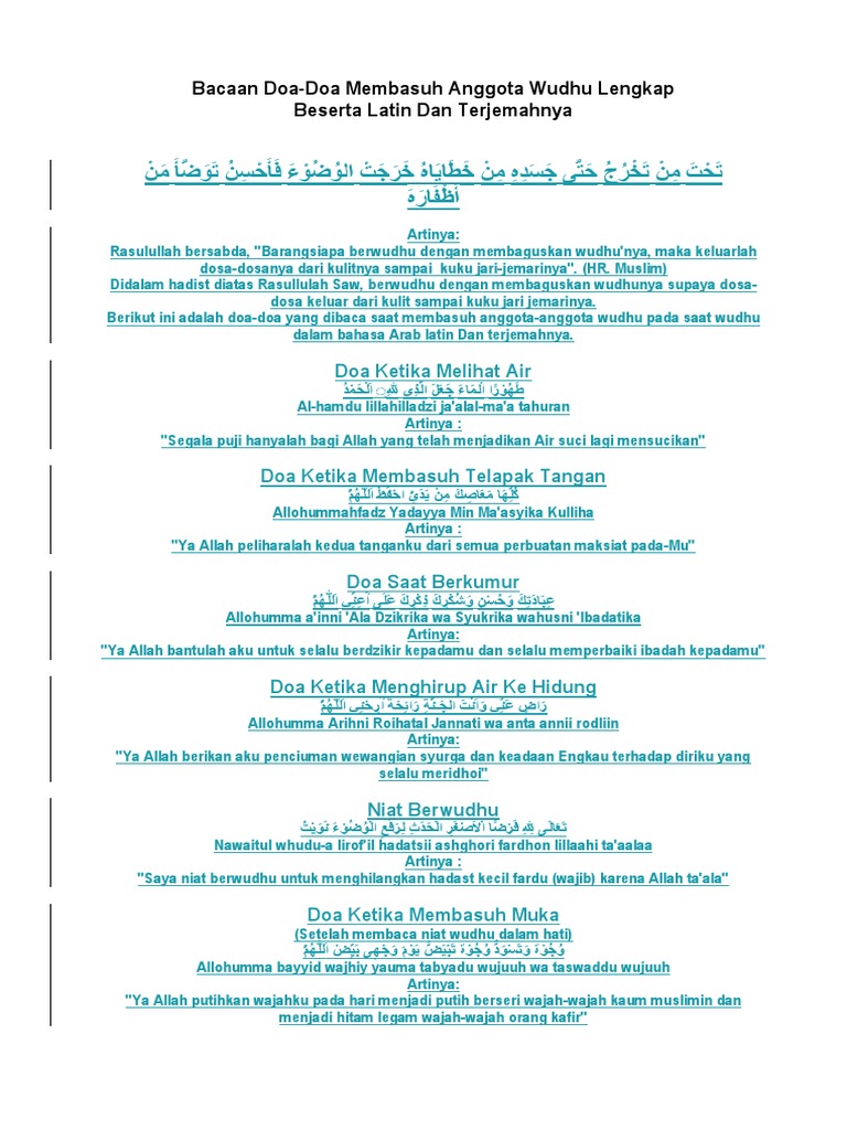 Doa Wudhu