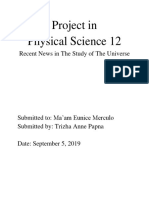 Project in Physical Science 12: Recent News in The Study of The Universe