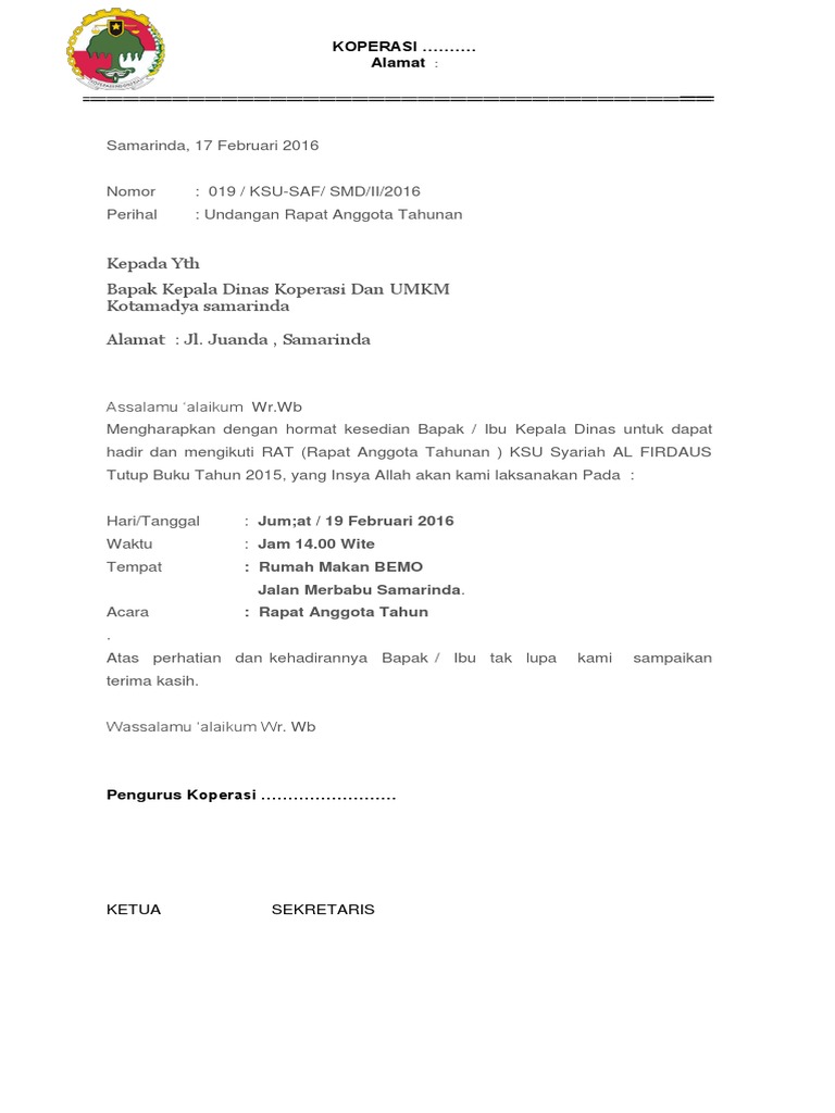 Undangan Rat Koperasi