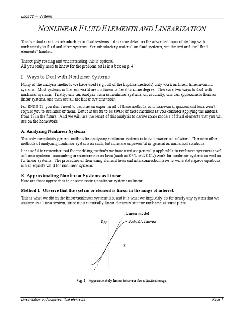 Linearization and Fluid PDF | PDF | Nonlinear System | Capacitor