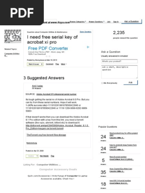 Adobe Acrobat Xi Pro Serial Number