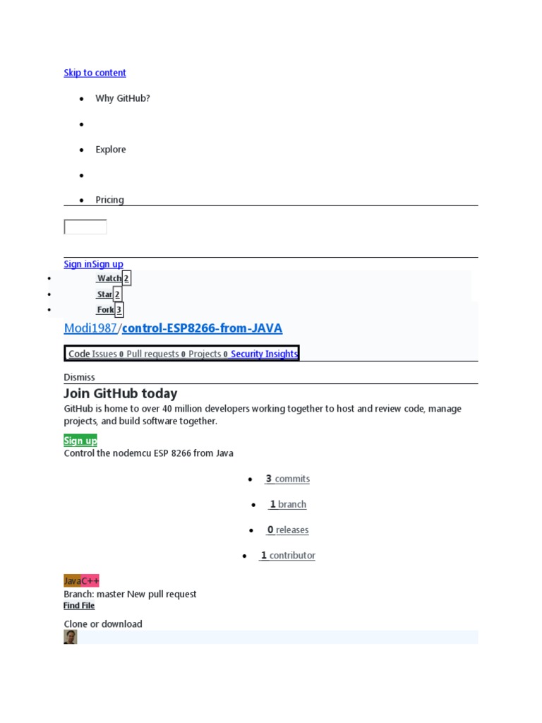 Join Github Today: Control-Esp8266-From-Java | PDF | Computers