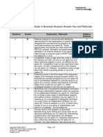 BCS Foundation Certificate in Business Analysis Answer Key and Rationale