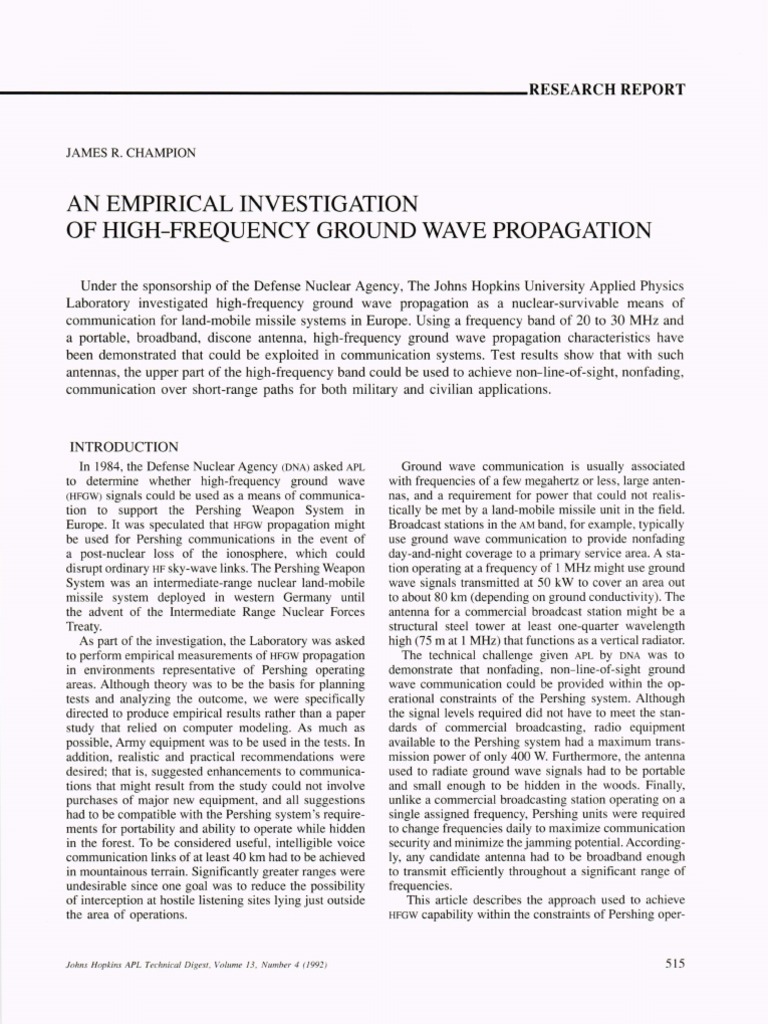 Empirical Investigation of High-Frequency Ground Wave Propagation | PDF ...