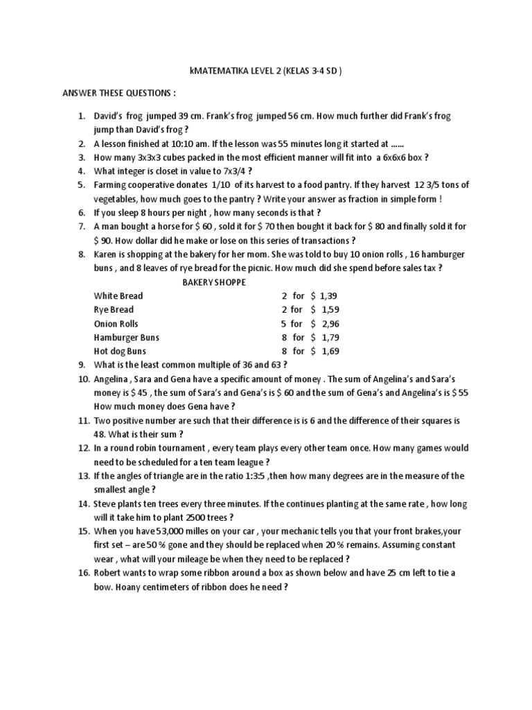 Math Problems for Elementary Students | PDF | Elementary Geometry ...