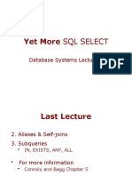Yet More SQL Select: Database Systems Lecture 9
