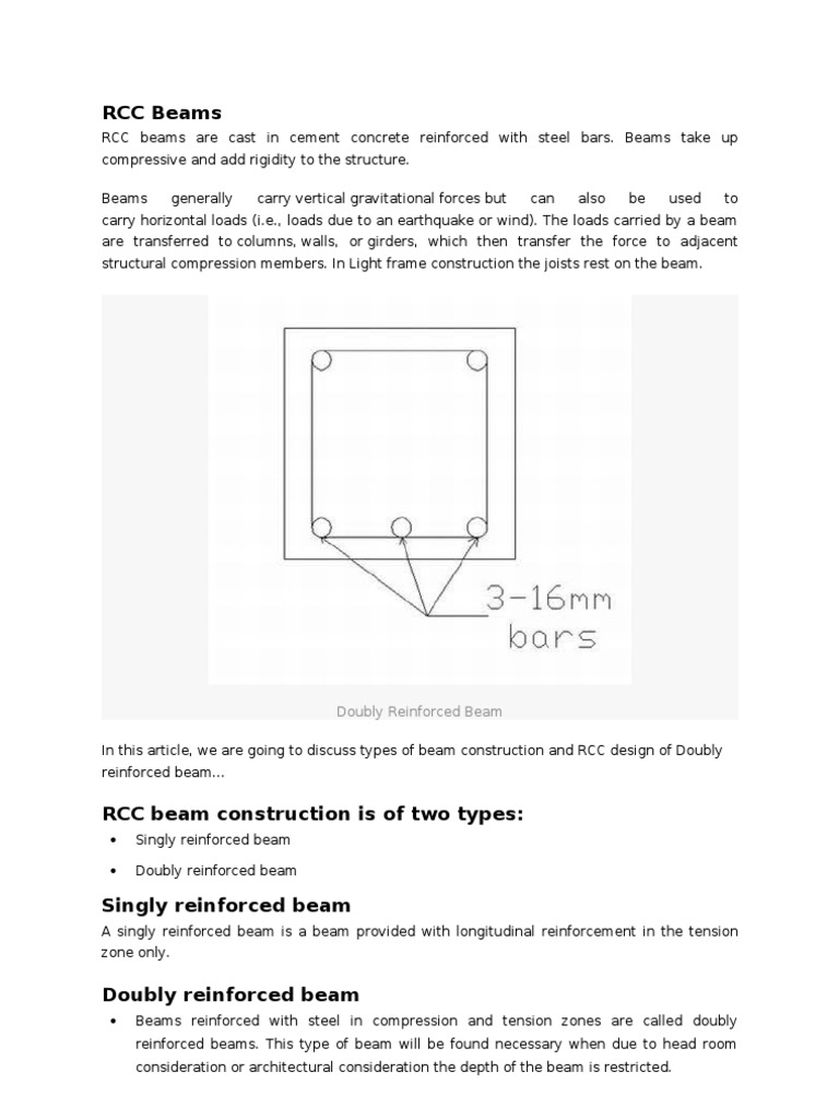 RCC Beam Design: Singly vs Doubly Reinforced | PDF | Beam (Structure ...