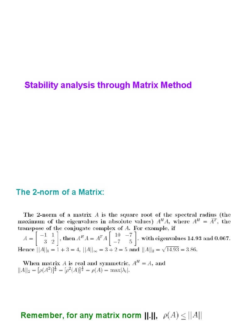 Stability Analysis Through Matrix Method | PDF