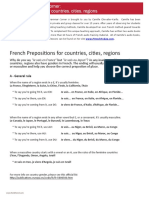 French Prepositions For Countries, Cities, Regions: A - General Rule