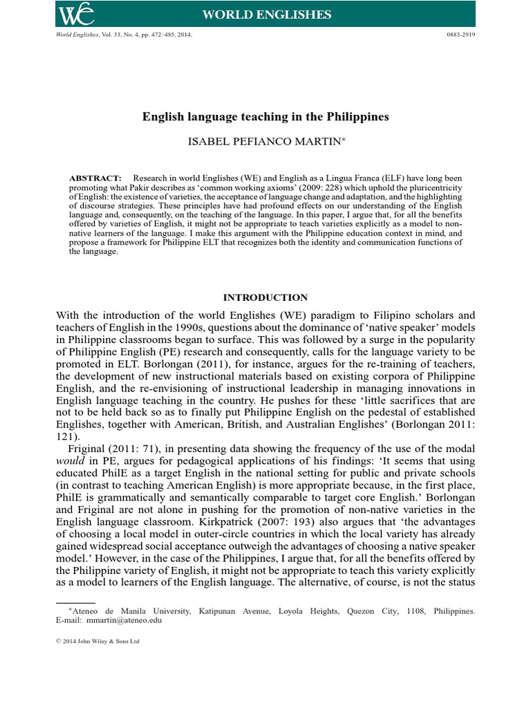 Teaching English Varieties in the Philippines | PDF | Language ...