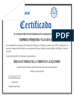 Certificado evaluación riesgos estrés laboral empresa pesquera 2018