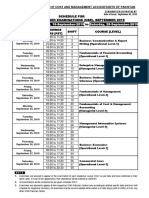 ICMA Pakistan September 2019 CBE exam schedule