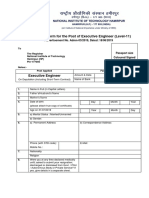 Application Form For The Post of Executive Engineer (Level-11)