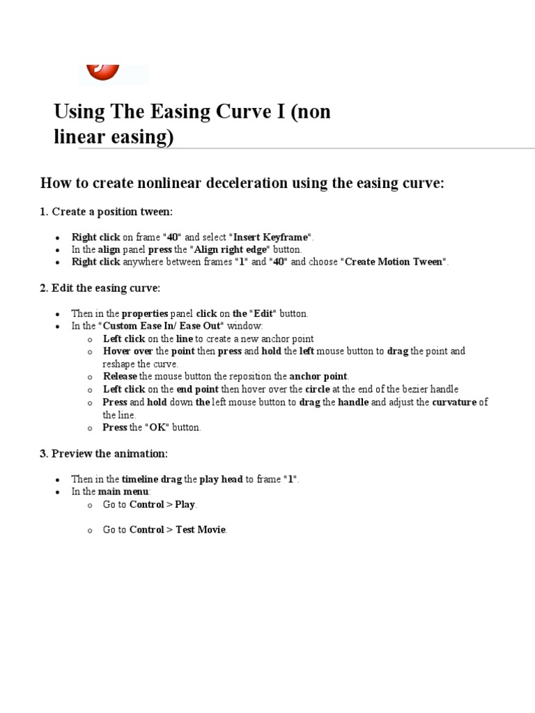 Nonlinear Easing in Adobe Animate | PDF