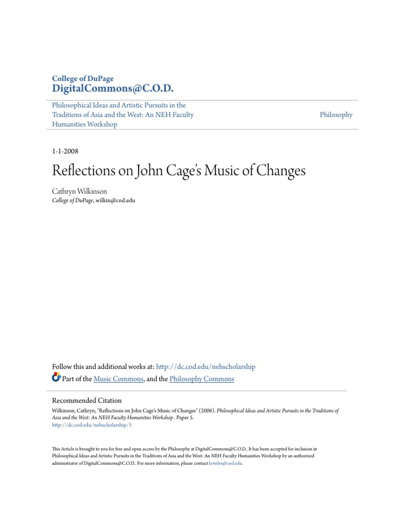 On John Cage, Music of Changes PDF Piano Entertainment (General)
