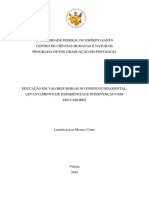 Educação em Valores Morais No Ensino Fundamental: Levantamento de Experiências e Intervenção Com Educadores