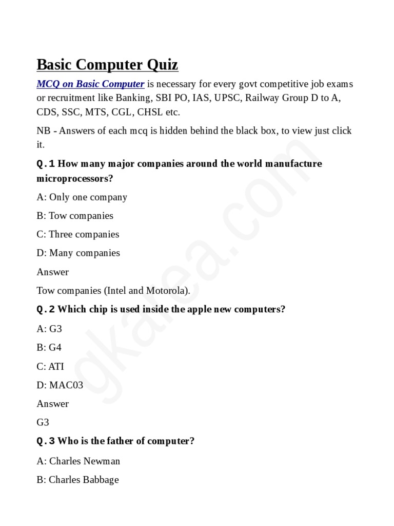 A Comprehensive Collection of Multiple Choice Questions Covering the ...