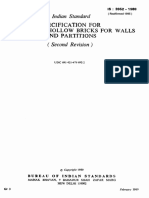 Specification For Burnt Clay Hollow Bricks For Walls and Partitions (
