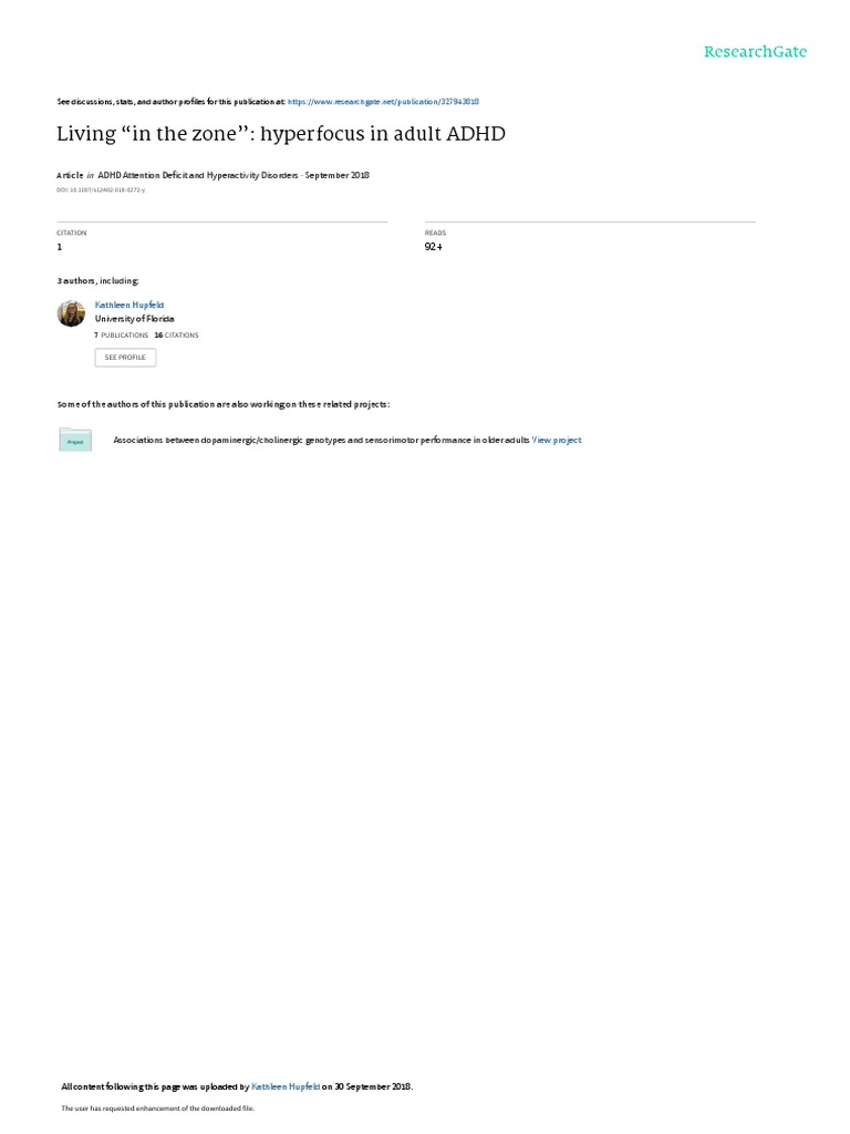 Living in The Zone - Hyperfocus InAdult ADHD | PDF | Attention Deficit ...