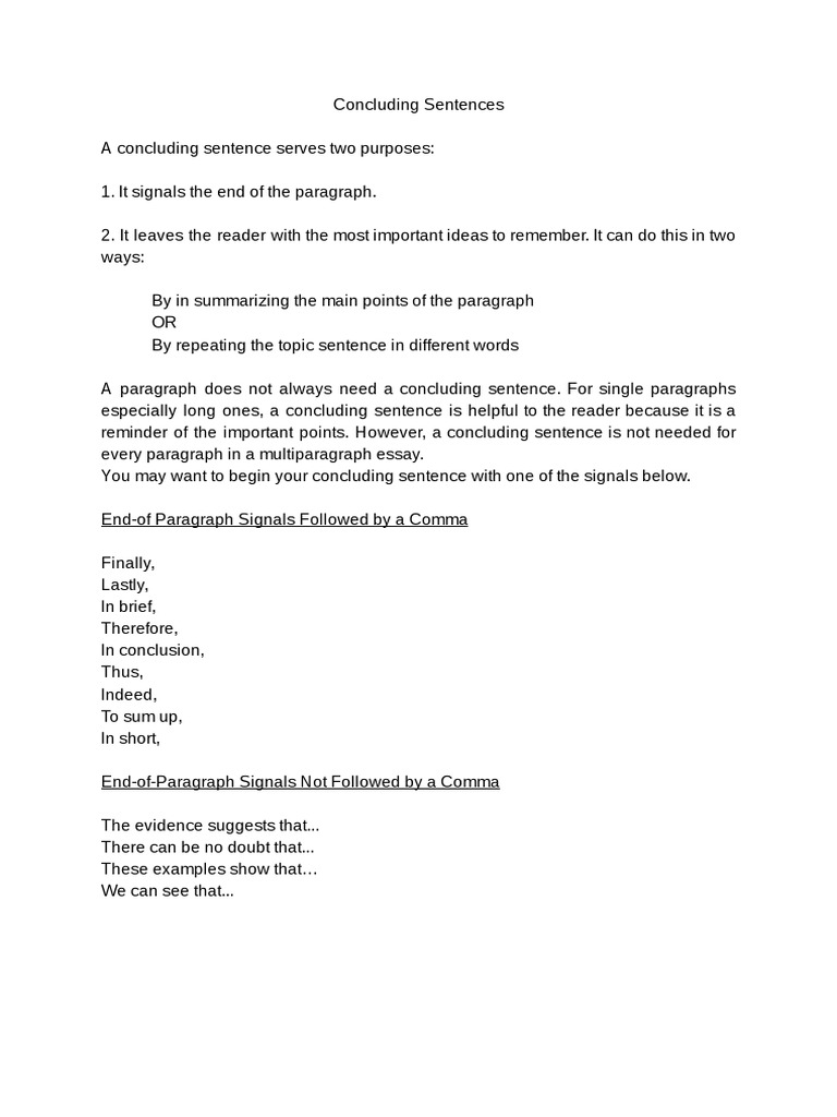 709544Concluding Sentences Documentos Google PDF Snorkeling