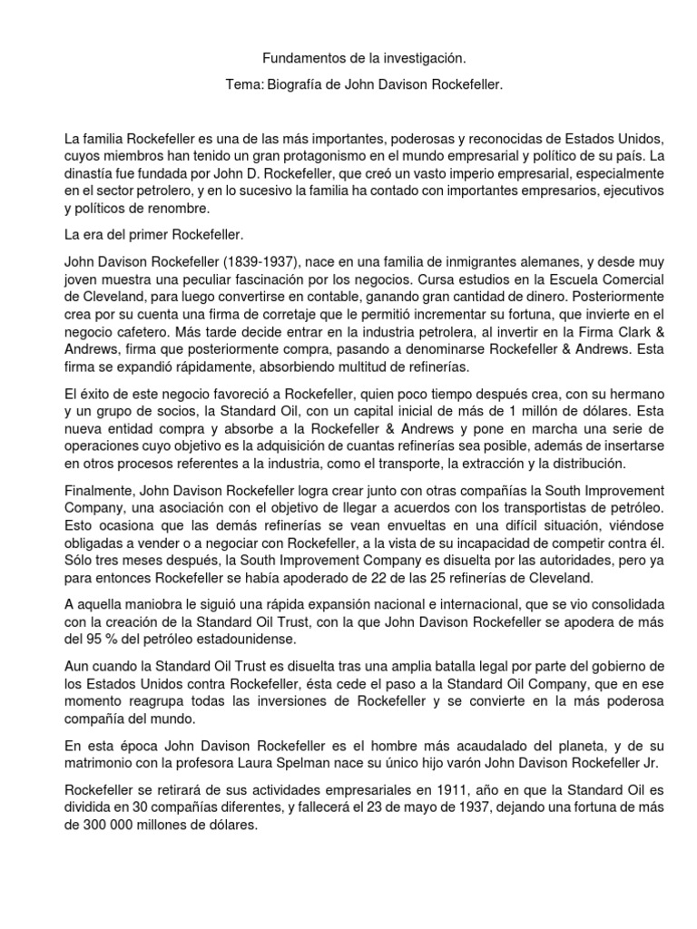 Rockefeller, ¿cuál es el origen de la fortuna de esta dinastía? -  Emprendedor