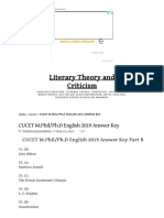 Literary Theory and Criticism: CUCET M.Phil/Ph.D English 2019 Answer Key