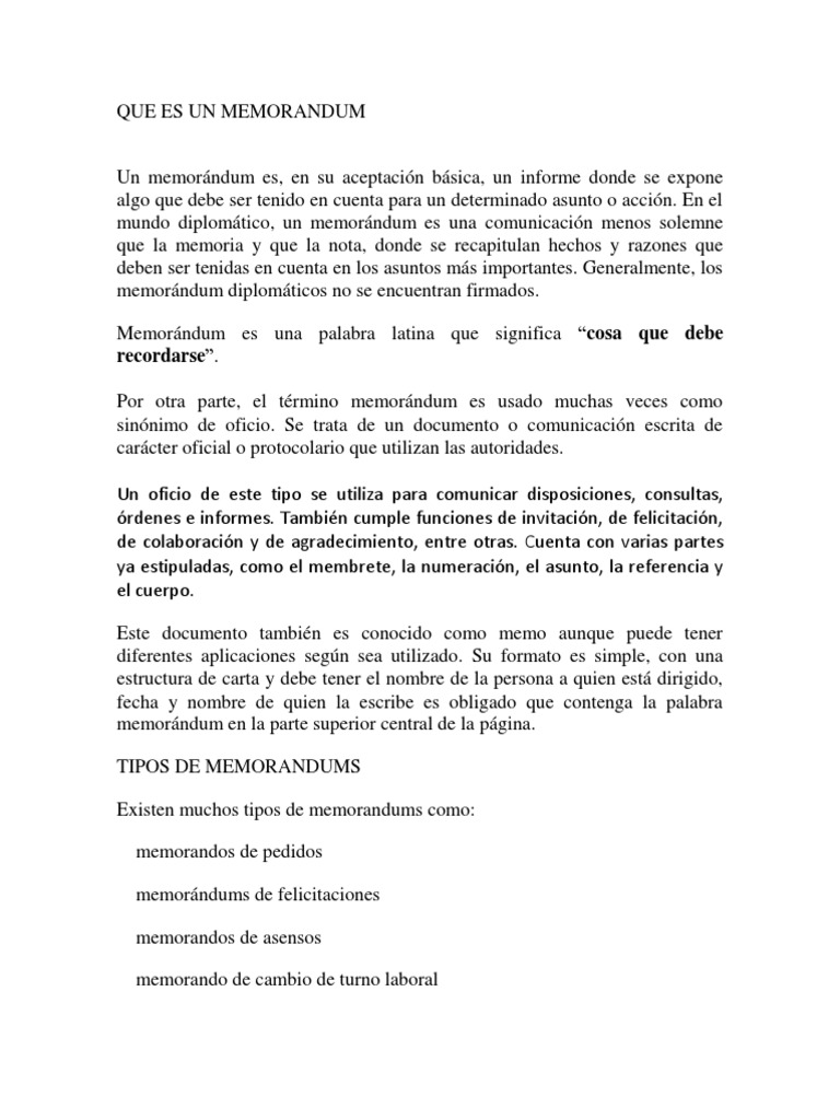 Que Es Un Memorandum PDF