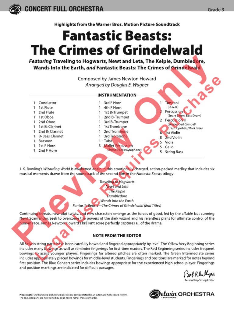 Fantastic Beasts The Crimes Of Grindelwald Full Orchestra Pdf