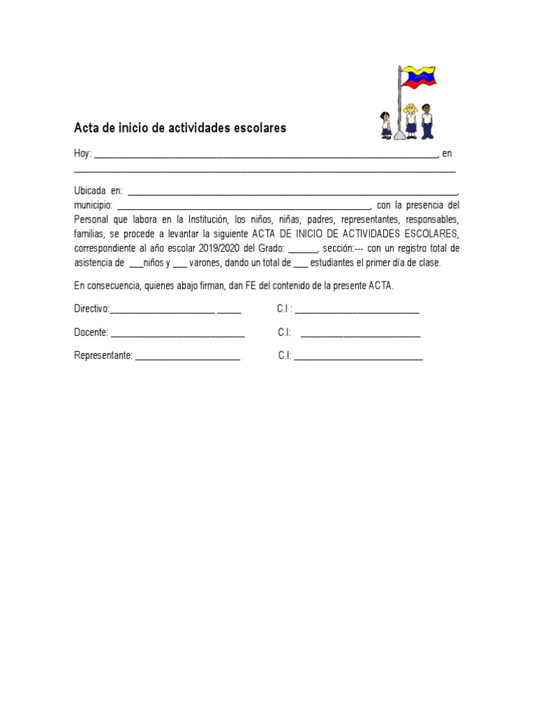 Acta de Inicio de Actividades Escolares | PDF | Crecimiento personal y ...