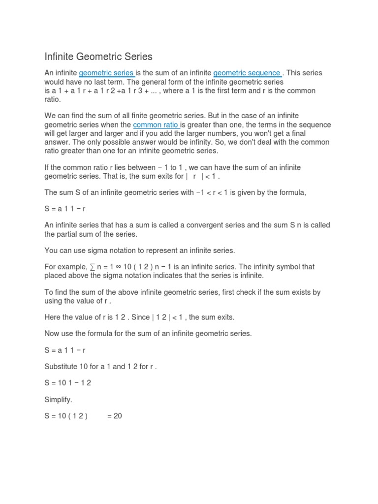 Infinite Geometry Series | PDF | Mathematics | Teaching Methods & Materials