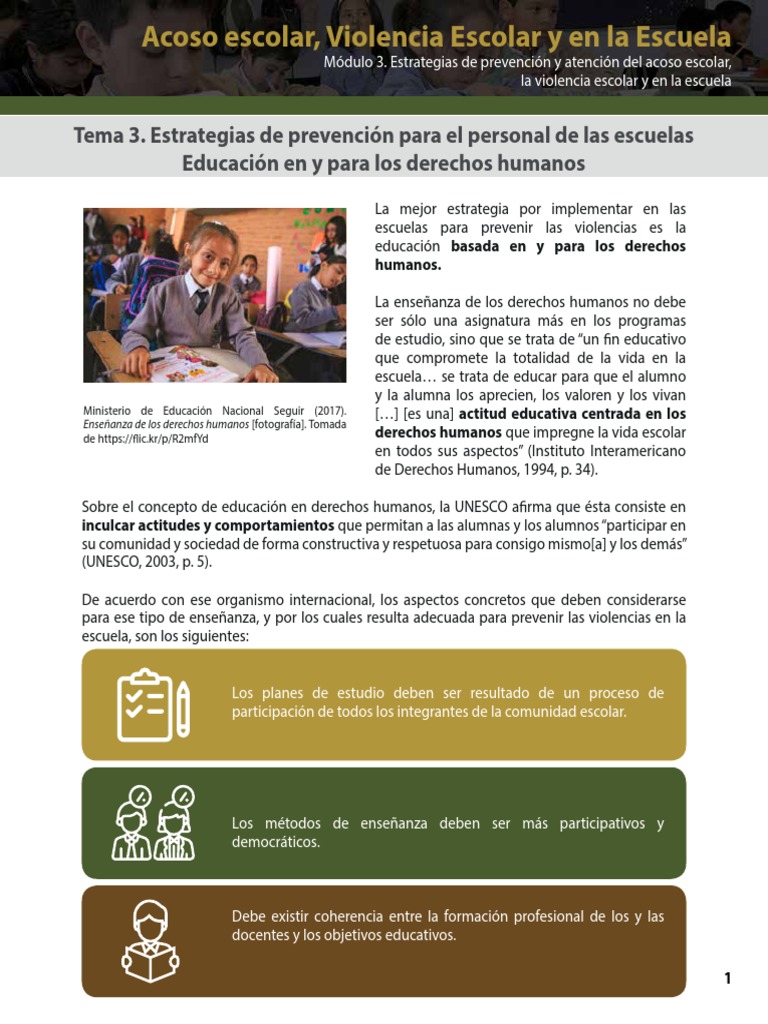 Estrategias contra la violencia escolar | PDF | Inclusión (Educación ...