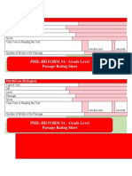 PHIL-IRI FORM 3A - Grade Level Passage Rating Sheet